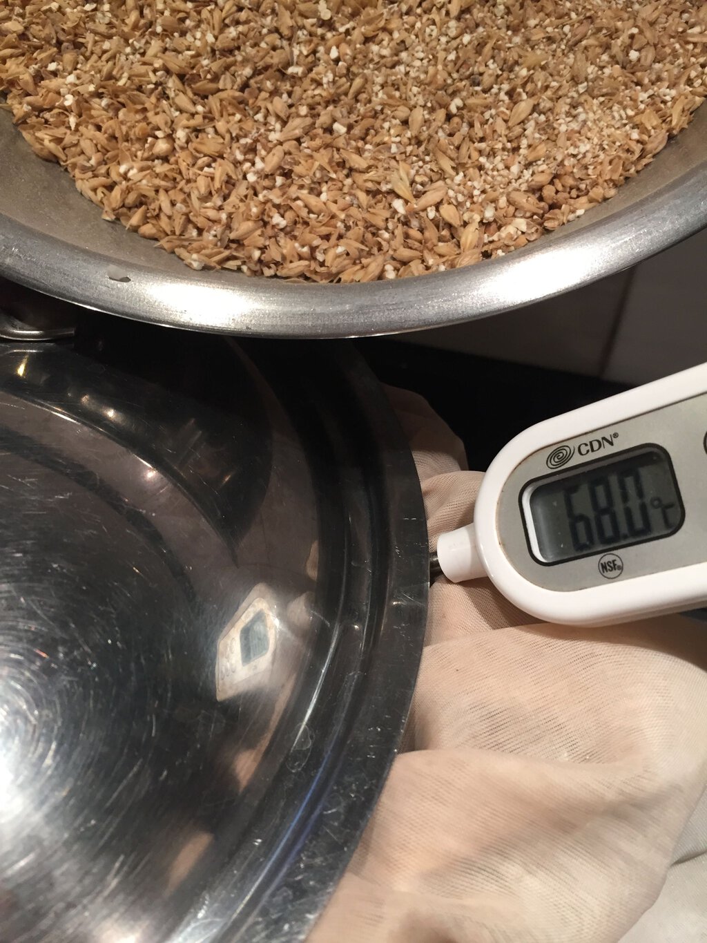 Adding malted barley. Diastatic enzymes in the malt will convert the starches in both the rice and the barley