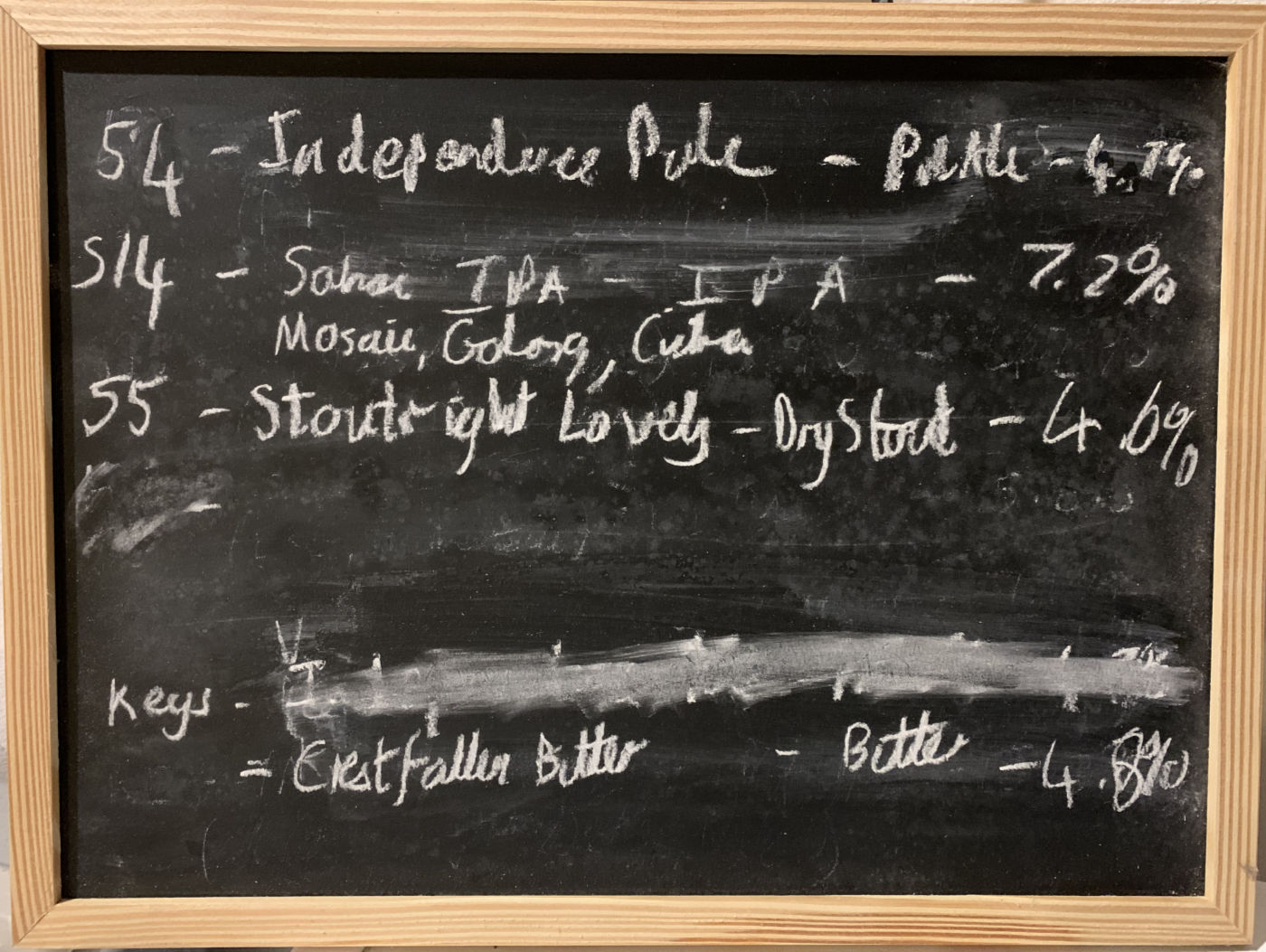 Chalk Board - Brews on tap and in bottle